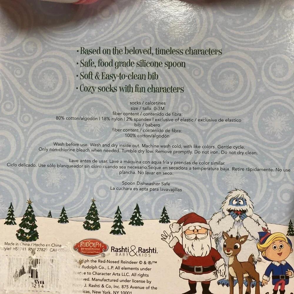 Rudolph Pink Trim 'My Very First Christmas' Baby Bib & Sock Set